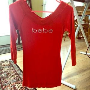 Bebe Diamond Letters Orange/Red Shirt